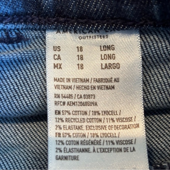 American Eagle Super High Rise Baggy Wide Leg Jeans Sz 18 Long - Picture 7 of 7